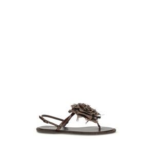 LE SILLA Brown Calf Leather Bos Taurus Flat Women's Sandals